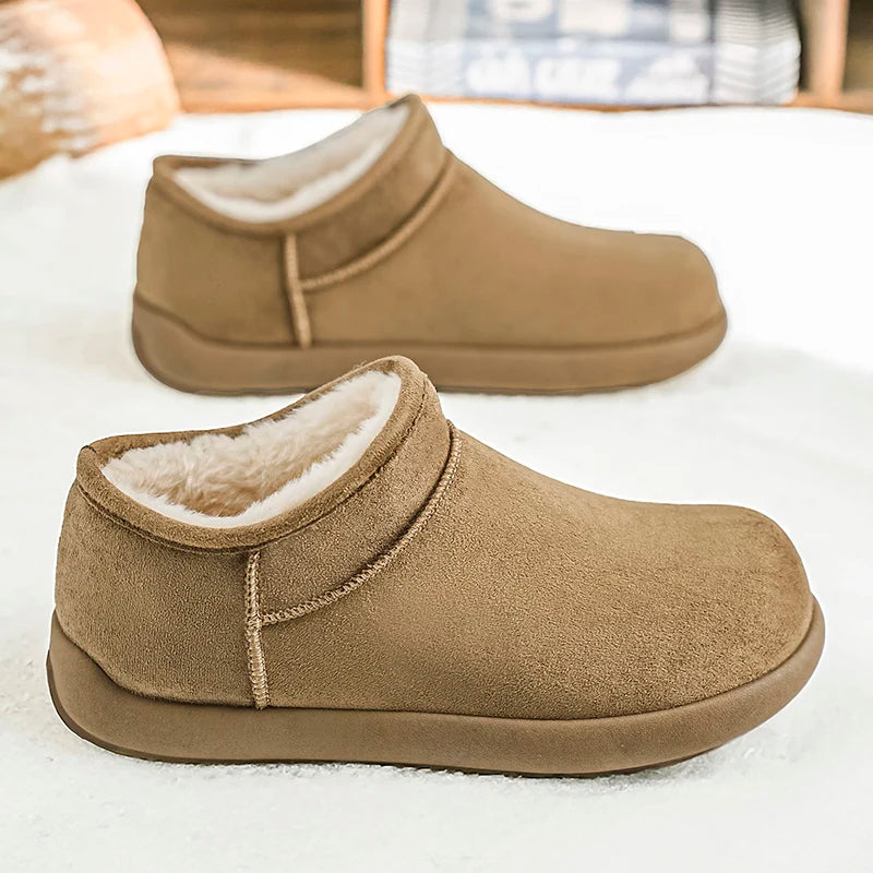 Men's high-quality slip on snow casual cotton shoes winter warm plush soft sole outdoor walking light comfort cotton slippers