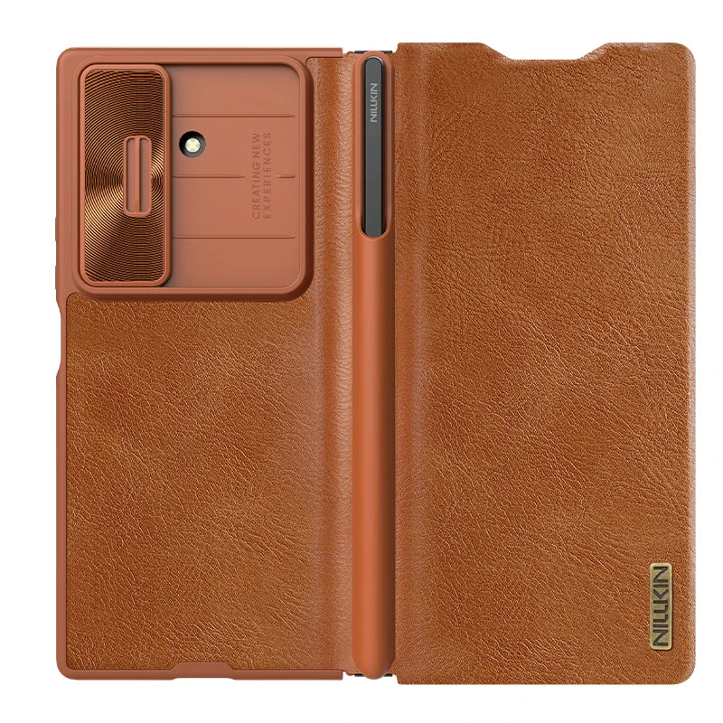 NILLKIN For Samsung Galaxy Z Fold 7 5G Case Luxury Leather Slide Lens Protection Back Cover With S-Pen For Samsung Z Fold 7