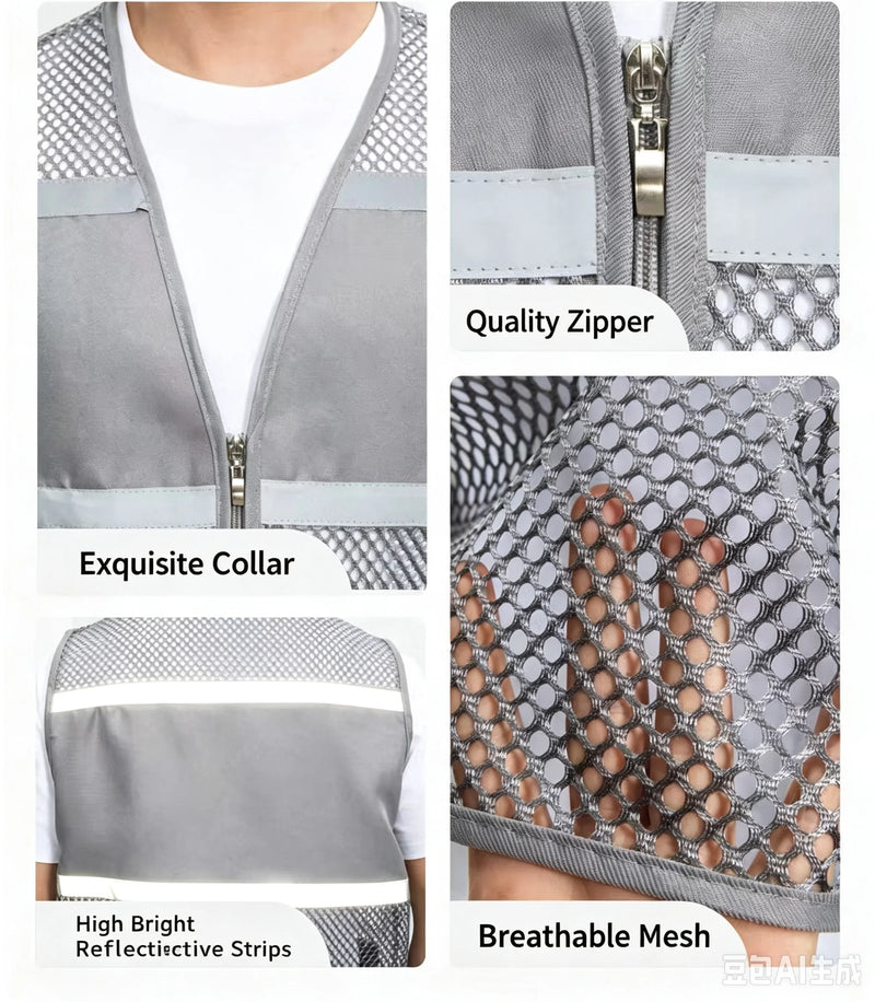 Hot Sale Custom Logo Printed Advertising Clothing Work Vest  Summer Breathable Mesh Fishing Vest Volunteer Workwear