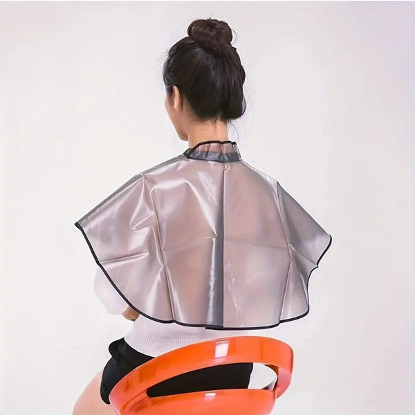 1pc Waterproof Transparent Hair Cutting Cape, Reusable Salon Barber Cloak with Neck Seal for Hair Dye, Home & Professional Use