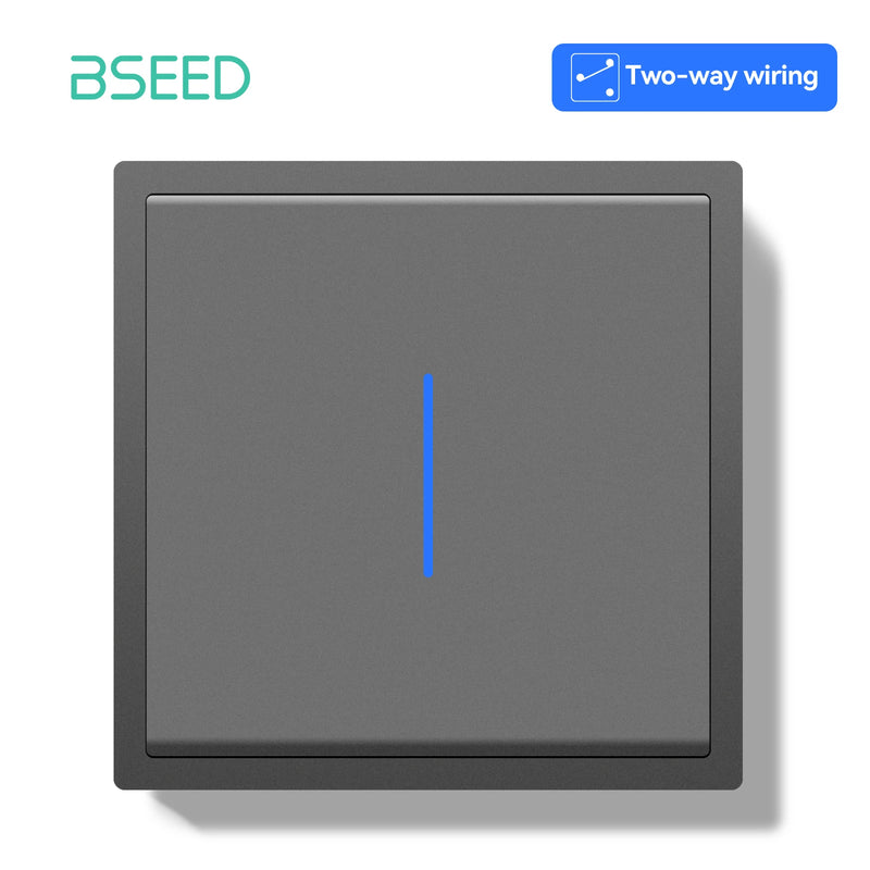 BSEED E Series 1/2/4/8 Packs 1Gang 2Way Button Light Switch Plastic Frame Wall Light Switch On Off For Stairs LED Backlight