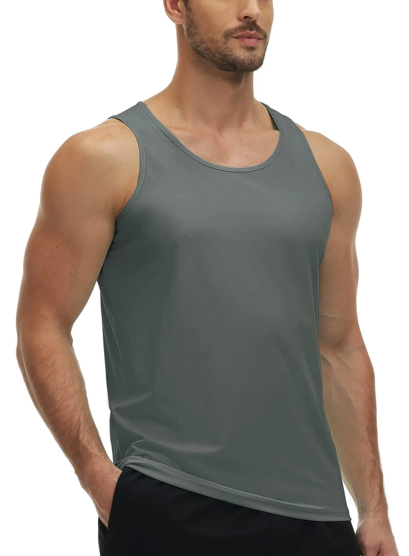 TACVASEN UPF50+ Tank Top Quick Dry Sleeveless T-shirts Mens Summer Gym Fitness Running Tee Sports Vest Swim Trainning tshirts