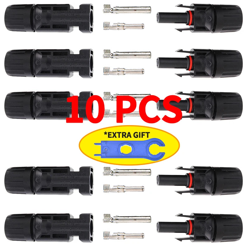 Free shipping 600/400/200/100/10 Pcs DC Solar Connector 1000V30A Panel Stecker Connectors Kit for Cable 2.5/4/6mm2