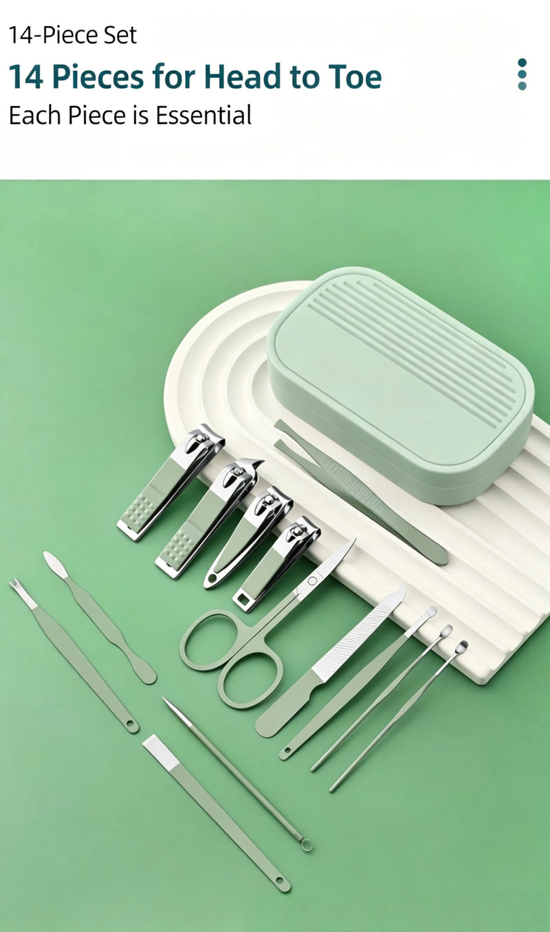 Nail Clipper Set, Nail Clipper, Ear Scoop, Home Nail Tools, Clippers, 14-Piece Set, Box for Removing Dead Skin