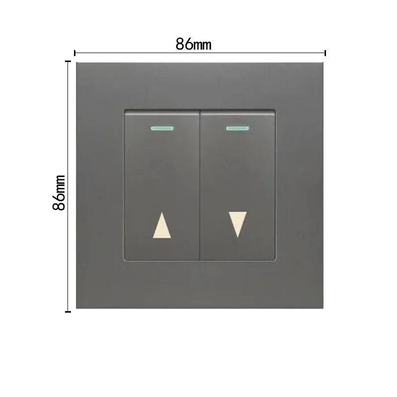 Electric curtain switch panel, type 86 up and down automatic reset shutter shutter switch AC110-250V