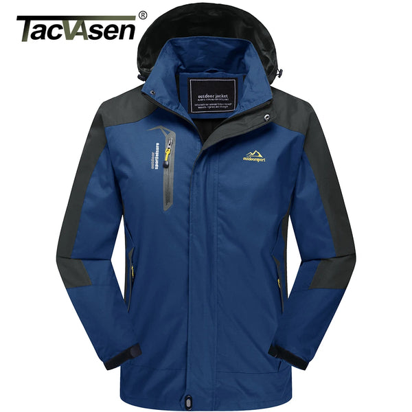 TACVASEN Outdoor Outer Shell Hiking Jacket Windbreaker Men's Hooded Trekking Coat Waterproof Mountain Work Jacket Outwear Pocket