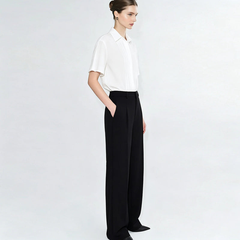 Amii Women's Blouse 2026 Summer New Lapel Collar Asymmetric Dolman Sleeve Chiffon Top Loose Fit Women's Elegant Blouses 12642052