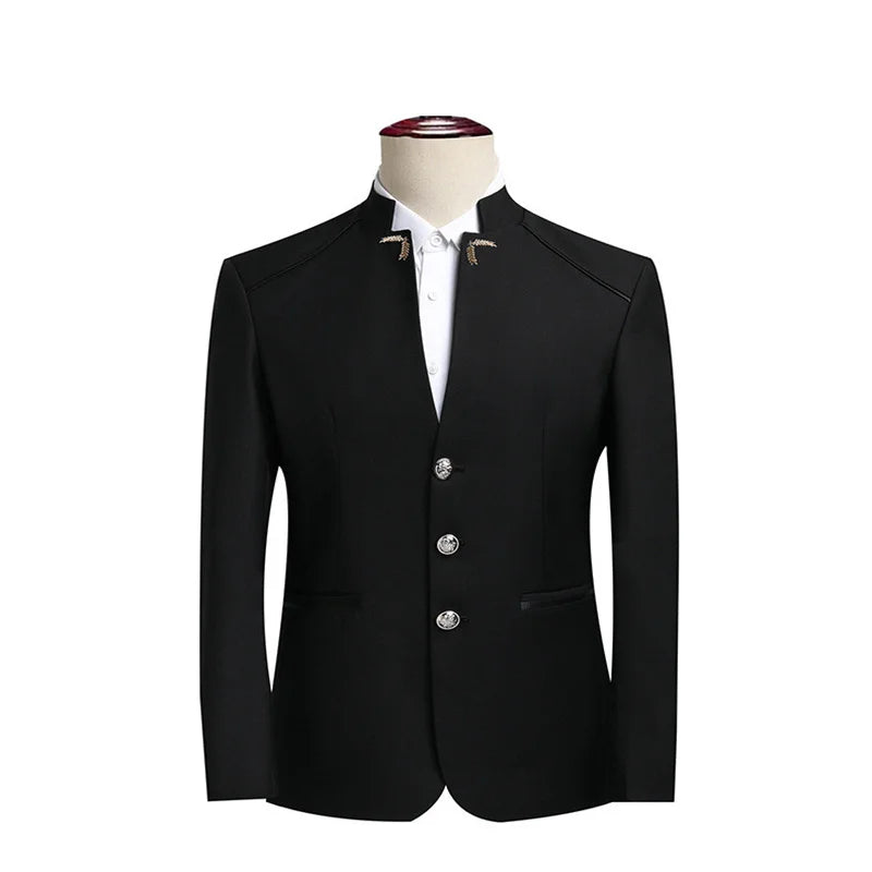 Chinese Style Men's Long Sleeve Suit Jacket, Slim Fit Coat, Asian Size M-6XL, Available in Blue,Black,White,Red,Grey Blazers