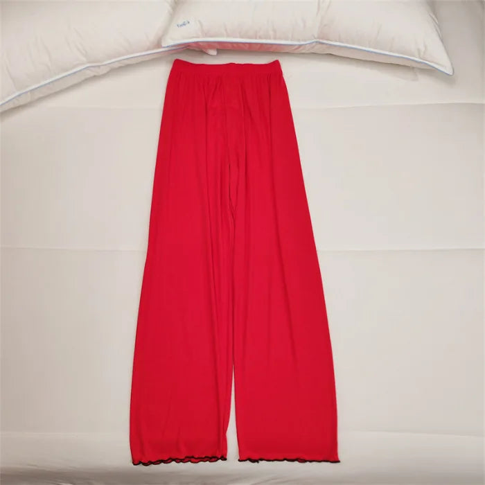 Pajama Pants Sleepwear Women Loungewear Spring Summer Lounge Bottoms Elastic Waist Home Pants Pajama Homewear Loose Trousers