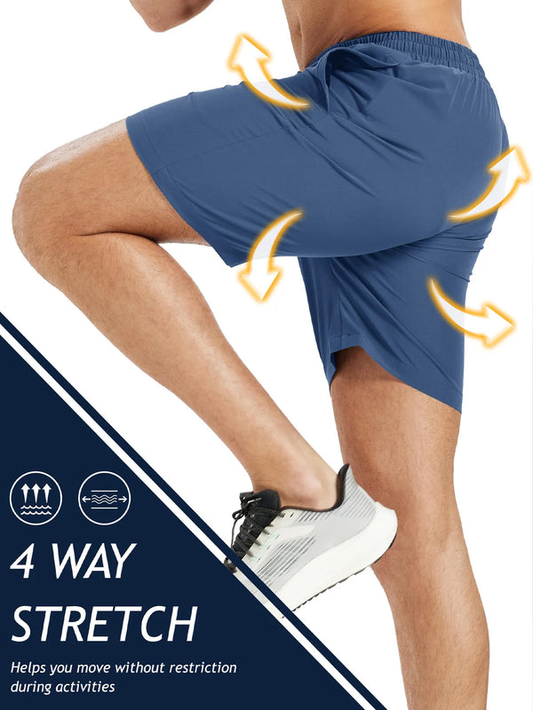 TACVASEN Men's Athletic Running 7 Inch Shorts Quick Dry Workout Gym Shorts With Pockets Performance Sports Bottoms Hiking Men