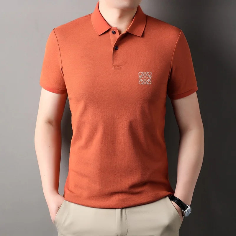 Men's Summer Luxury Brand Cotton 100% Polo Shirt Lapel Printing Short Sleeves T-Shirt Business Leisure Ventilate Men's Clothing