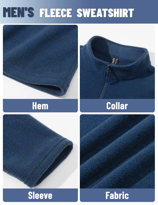 TACVASEN Men's Quarter Zip Up Fleece Pullover Warm Windproof Sweaters High Stand Collar Polyester Sweatshirts Fit Hike And Golf