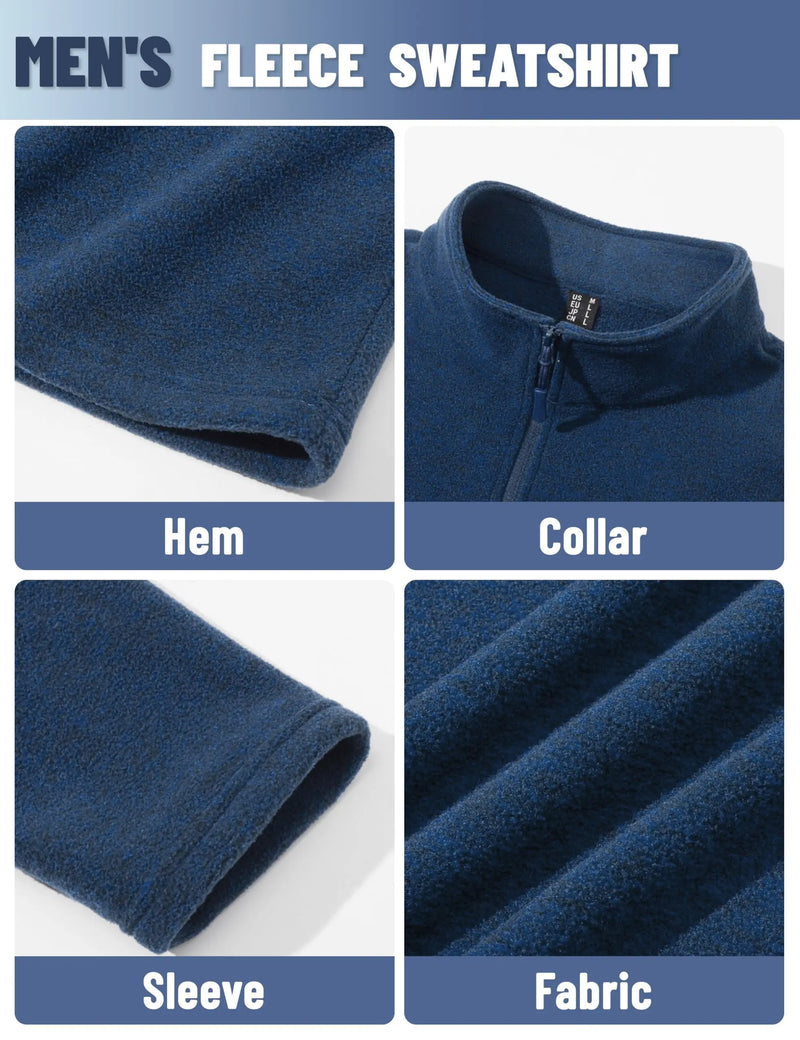 TACVASEN Men's Quarter Zip Up Fleece Pullover Warm Windproof Sweaters High Stand Collar Polyester Sweatshirts Fit Hike And Golf