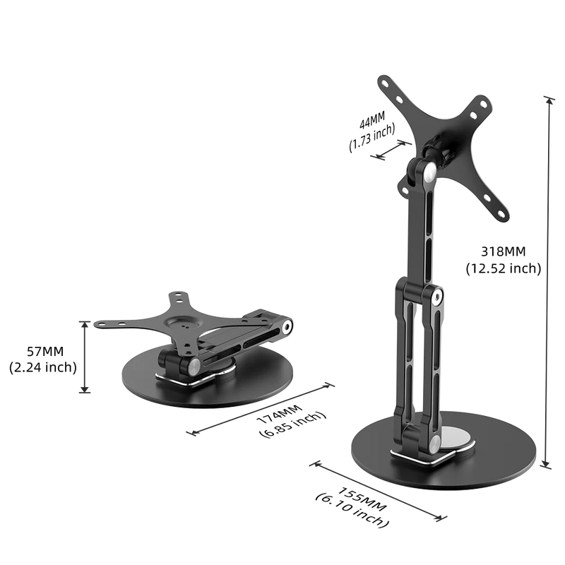 UPERFECT VESA Monitor Desk Mount Single Monitor Stands Freestanding Fits 10'' to 18.5'' Computer Screen With Height Adjustable
