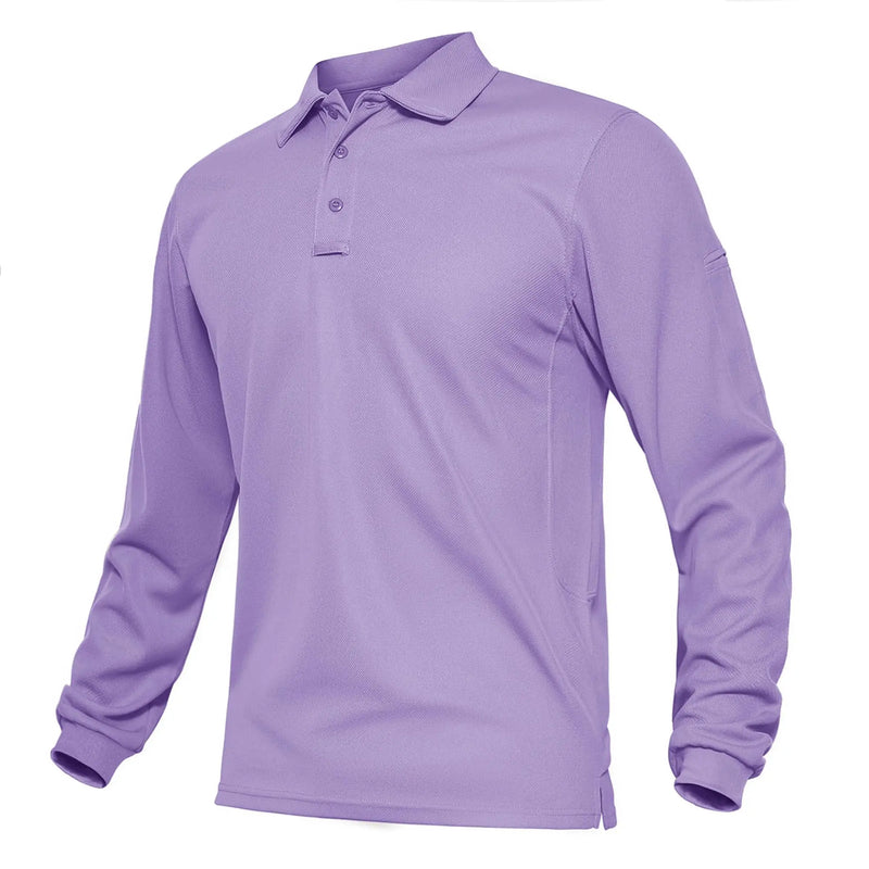 TACVASEN Summer Long Sleeve Performance Quick Drying Polos T-shirts Mens Office Shirt Golf Team Work Shirts Casual Tops