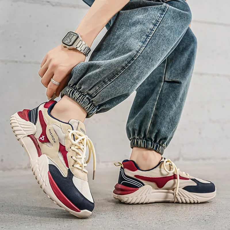 Men's fashion mesh upper casual shoes four seasons new breathable light soft-sole anti-slip comfort outdoor sports walking shoes