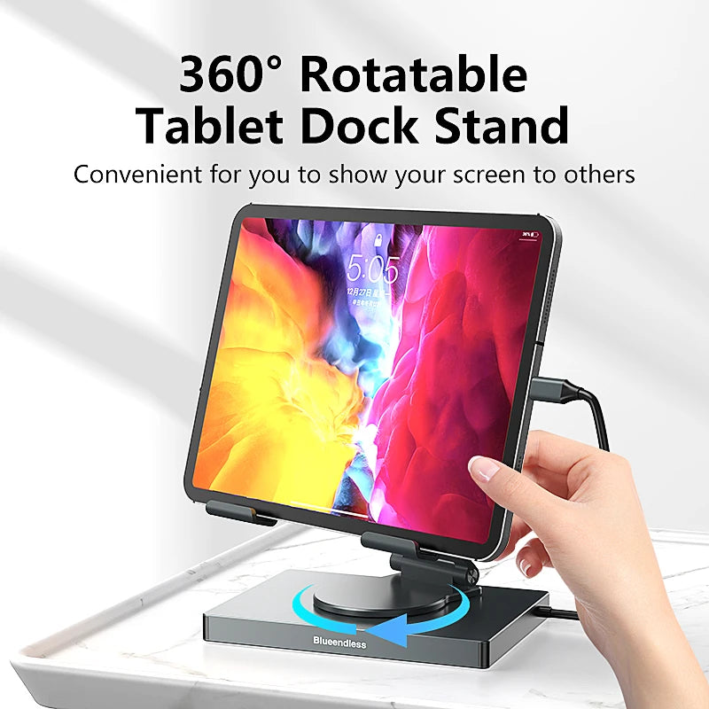 ជើងទម្រ iPad Blueendless USB C Hub 4K 60HZ HD Type-C 100W PD SD/TF Slot Reader USB 3.0 5Gbps 9 ក្នុង 1 Type-C Hub សម្រាប់ដាក់ iPad
