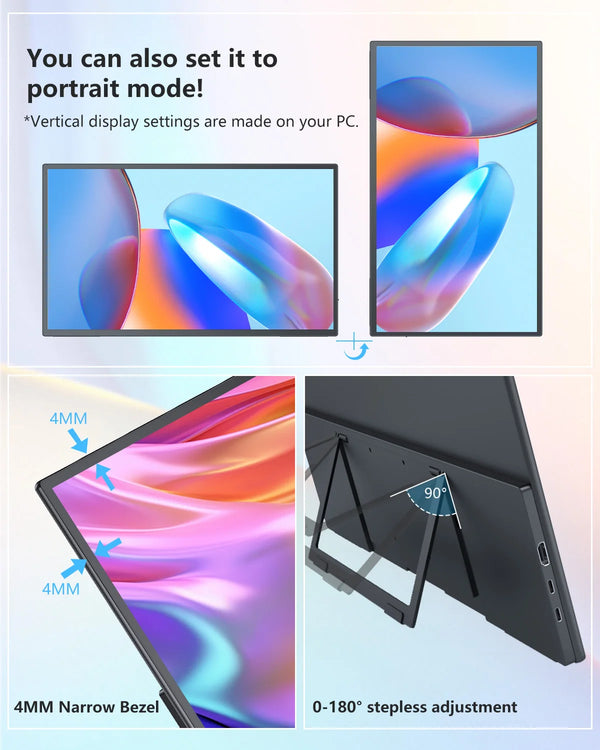 ម៉ូនីទ័រកុំព្យូទ័រ UMax 21 Touch ទំហំ 21.5 អ៊ីញ 120Hz អេក្រង់ប៉ះ 1080P 1300:1 IPS ជាមួយ USB C HDMI សម្រាប់កុំព្យូទ័រយួរដៃ PC Mac ទូរស័ព្ទ