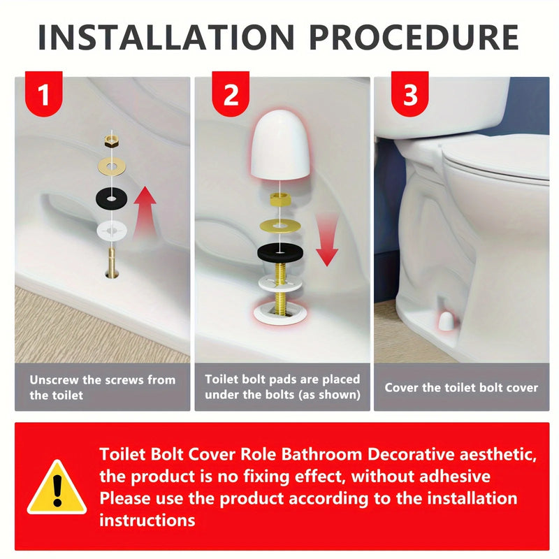 2pcs Round Toilet Bolt Covers -Setup Additional Washers,  Unattractive Bolts, And Makes Toilet Upkeep Easier toilet accessories
