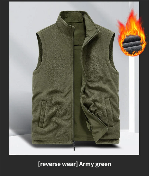2025 Large size  Autumn and winter casual workwear double-sided vest men's waistcoat outdoor multi-pocket photography vest