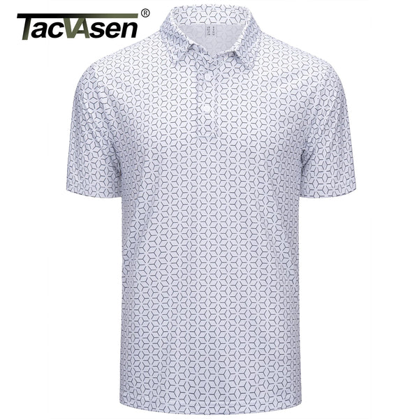 TACVASEN Mens Polo Golf Shirts Fashion Moisture Wicking Performance T-Shirts Print Breathable Short Sleeve Polo Shirt for Men