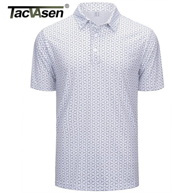 TACVASEN Mens Polo Golf Shirts Fashion Moisture Wicking Performance T-Shirts Print Breathable Short Sleeve Polo Shirt for Men