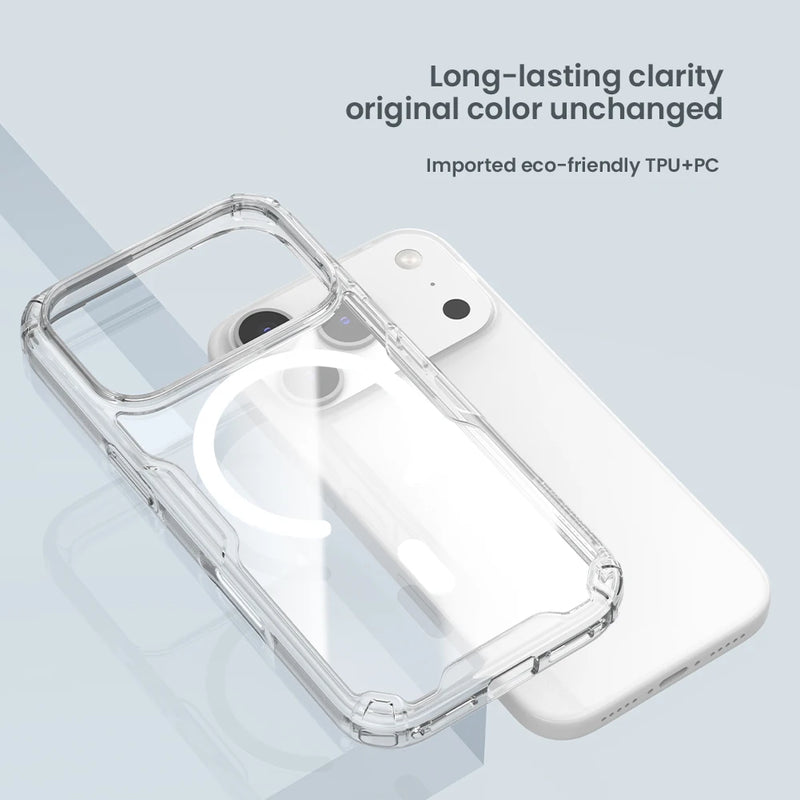 NILLKIN For iPhone 18 Pro Max Magsafe Case Nature Pro Lens Protection Clear TPU Back Cover For iPhone 18 Pro Magnetic Cases