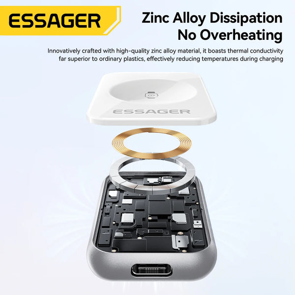 ឆ្នាំងសាកឥតខ្សែ Essager សម្រាប់ iWatch S2-S11 Series SE Series Ultra Series 5W ចល័ត Type-C/Lighting WatchCharger