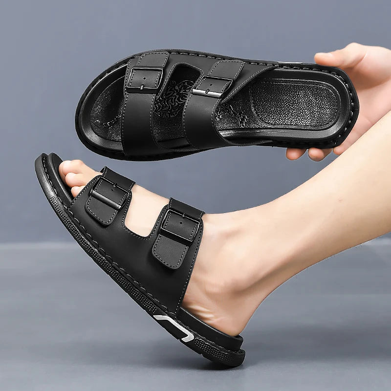 Men's High-Quality Casual Slippers Summer Breathable Outdoor Soft-Sole Beach Shoes Fashion Youth Joker Tide Sandals Garden Shoes