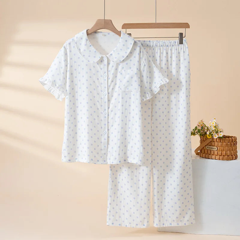 2Pcs/Set Summer Women's Pajamas Sleepwear Loungewear Suit Short Sleeve Top Comfort for Homewear New Casual Soft Pajamas Set