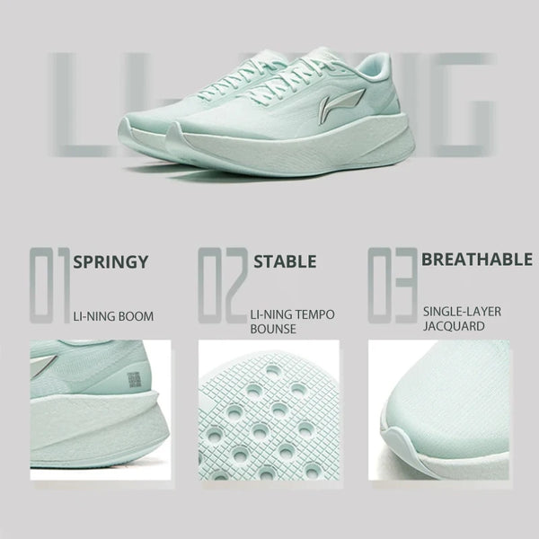 ស្បែកជើងរត់ Li-Ning សម្រាប់នារី CHAOYING Cushion BOOM ទម្ងន់ស្រាល Rebound TEMPO BOUNSE ទន់ និងងាយស្រួលពាក់ ARBW008
