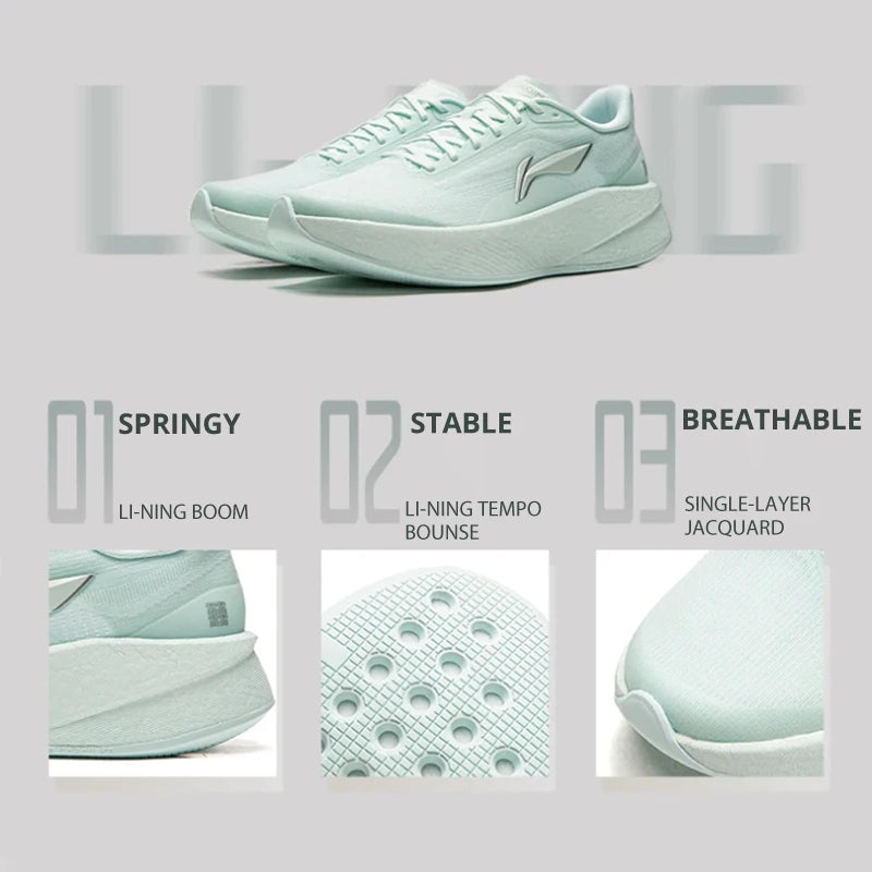 ស្បែកជើងរត់ Li-Ning សម្រាប់នារី CHAOYING Cushion BOOM ទម្ងន់ស្រាល Rebound TEMPO BOUNSE ទន់ និងងាយស្រួលពាក់ ARBW008
