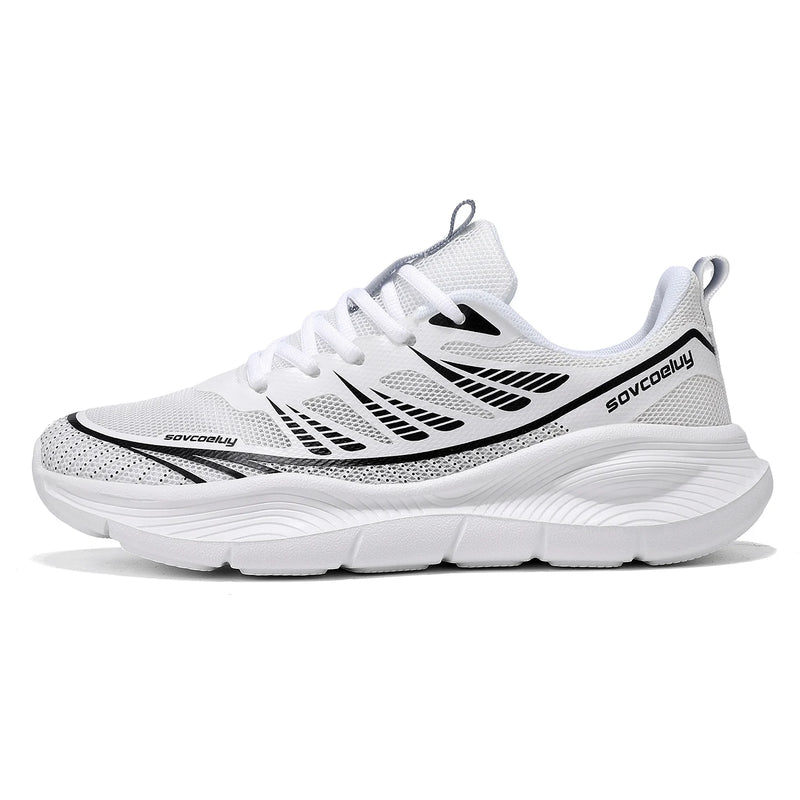 Men Sports Shoes Fashion Lace Up Versatile Mesh Breathe Lightweight Outdoor Fitness Shoes Classic Cushioning Flat Tennis Shoes