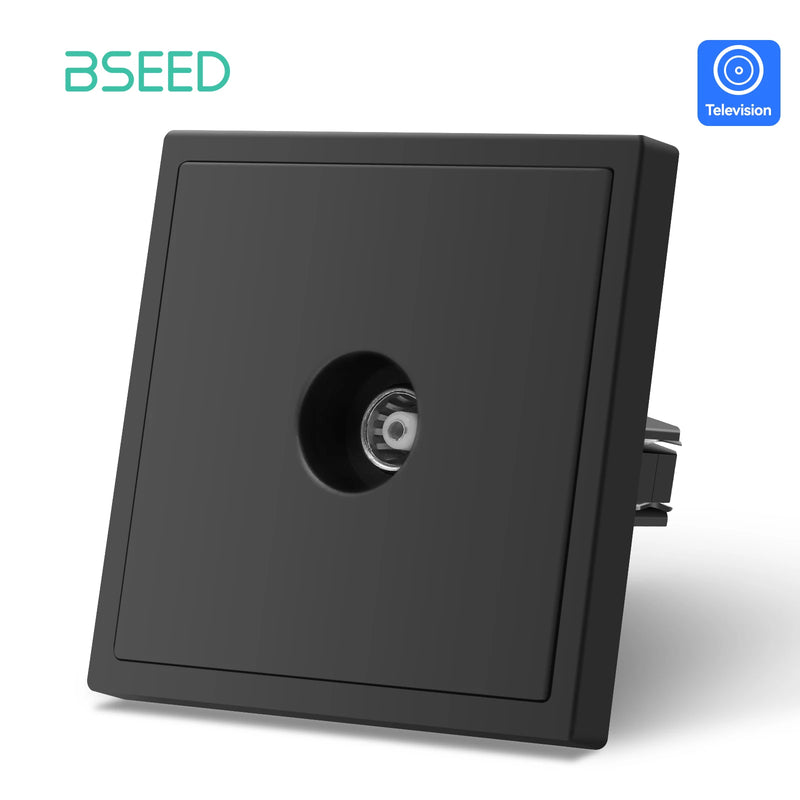 BSEED EU Standrad Wall Power Socket TV Plug RJ45 Internet Socket Satellite Outlet Glass Panel TV Telephone Computer