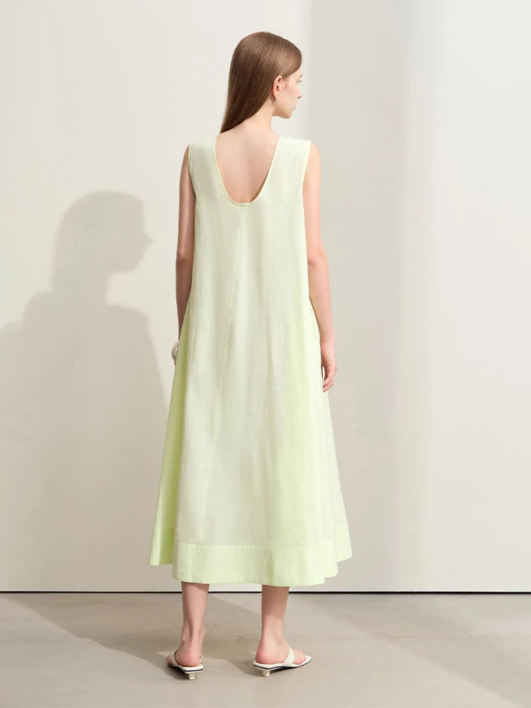 រ៉ូបវែង Amii Minimalism សម្រាប់នារី រដូវក្តៅ ឆ្នាំ២០២៦ រ៉ូបថ្មី កអាវ O-Neck ដៃអាវគ្មានដៃ រាងមិនទៀងទាត់ រ៉ូបរាងអក្សរ A រលុង ឆើតឆាយ 12452024
