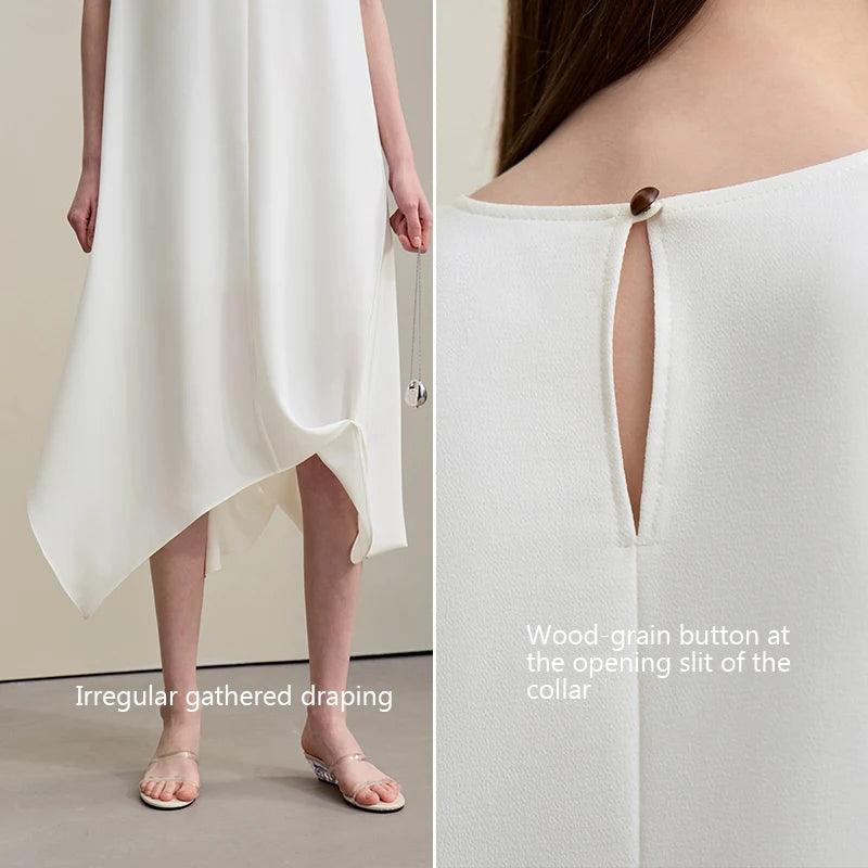 រ៉ូបដៃខ្លីសម្រាប់នារី Amii ឆ្នាំ២០២៦ រដូវក្ដៅថ្មី កមូល ផ្អៀង មីឌី រ៉ូបថ្ងៃឈប់សម្រាកធម្មតា រលុង សម្រាប់នារី 12652022