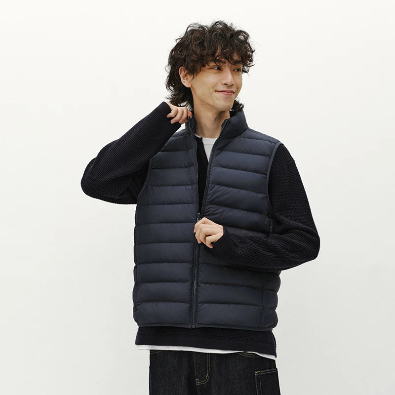Semir Men Down Vest Water Repellent Lightweight Build 90 Percent Down Fill Stand Collar Solid Color Commuter Style 2026 Winter