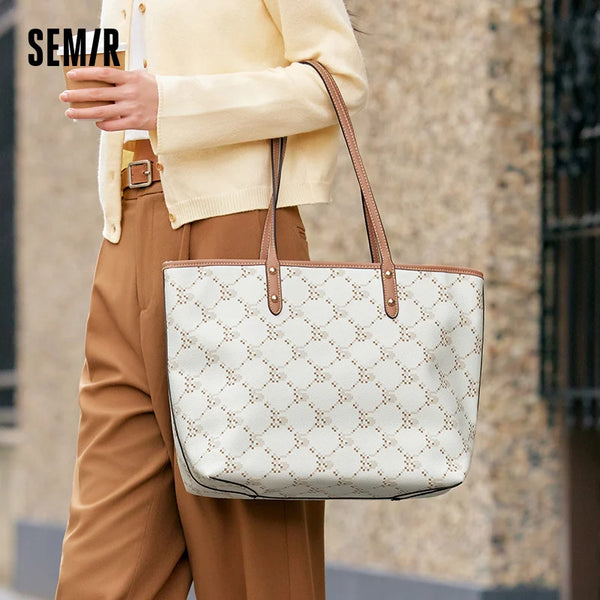 Semir Bag Women Tote Bag 2025 New Large Capacity Commuter Shoulder Bag Color Block Monogram Handbag Fashion Trend