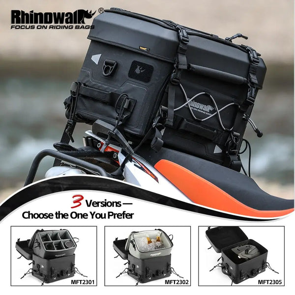 កាបូបស្ងួតកន្ទុយម៉ូតូ Rhinowalk កាបូបការពារទឹកជ្រាបសម្រាប់ម៉ូតូ កាបូបកាមេរ៉ា ឬកាបូបត្រជាក់សម្រាប់ម៉ូតូ កាបូបរឹងសម្រាប់ដាក់មួកសុវត្ថិភាព