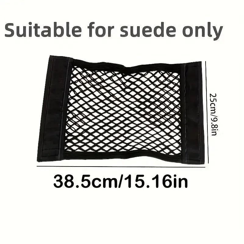 1 black mesh car trunk storage box-with hook and loop strap, easy to install and disassemble, double-layer elastic mesh bag stor