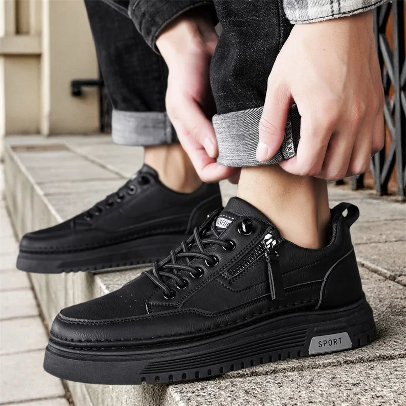 Men's Thick sole casual shoes spring new breathable soft-sole anti-slip outdoor walking shoes white flat shoes sports board shoe
