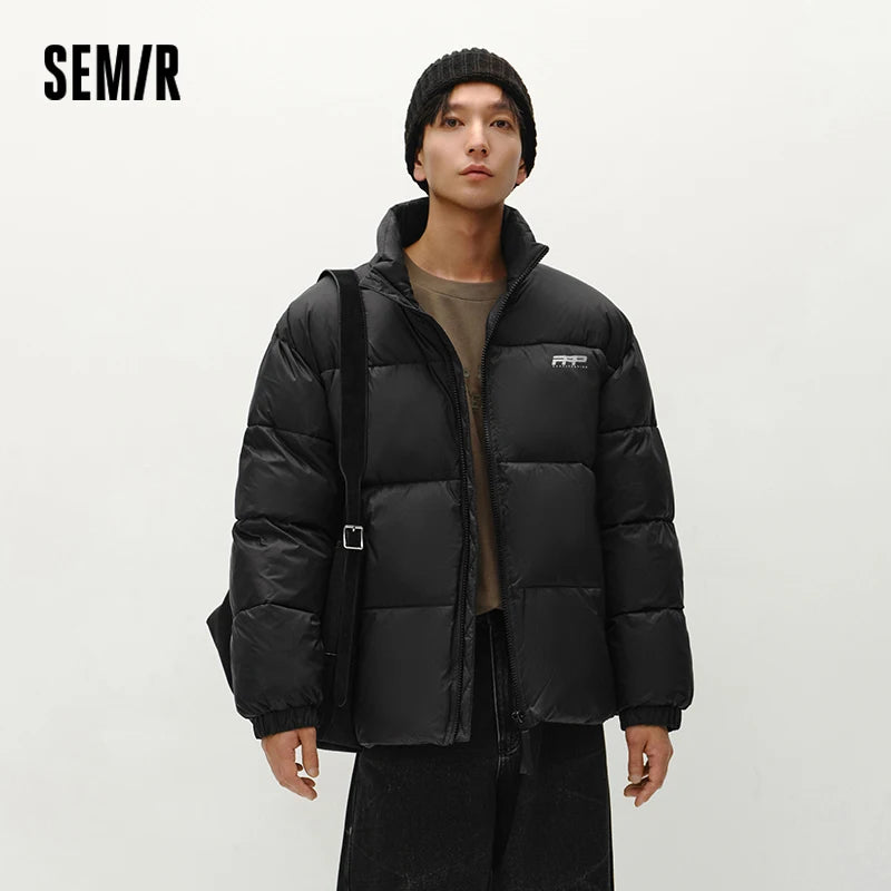 Semir Cotton Jacket Men Fashion Printed Thick Textured Stand Collar 2025 Winter Menswear Clothing Winter Outerwear