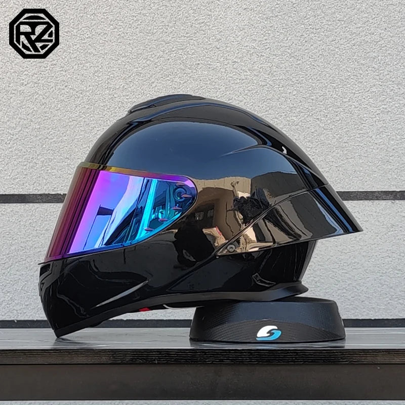 ORZ Motorcycle helmet, men's and women's dual lens full face helmet, motorcycle sports car, all season full face helmet