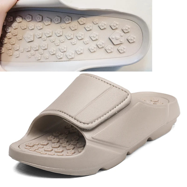 Mens Foot Massage Slippers Comfort Footbed Slide Slipper Hook & Loop Open Shoes Slides Indoor Outdoor Beach Sandals High Quality