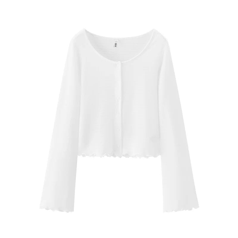 Semir Women Tshirt Textured 2026 Jacquard Slim Fit Ruffle Trim Knitted Crew Neck Urban Casual Everyday Style Soft