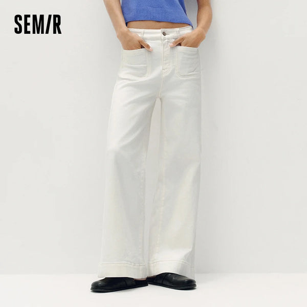 ខោខូវប៊យ Semir សម្រាប់នារី Panel Raw Hem Flare Leg Retro Street Style ខោ Denim វែងស្ដើង រដូវផ្ការីក ស្លៀកប្រចាំថ្ងៃបែបទីក្រុង 2026
