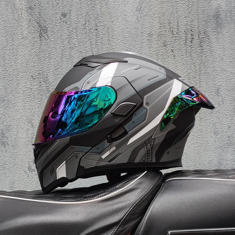 2024 New Motorcycle Helmet DOT Certified Double Lens Open Face Helmet Safety Modular Flipped Helmet with Sunshade
