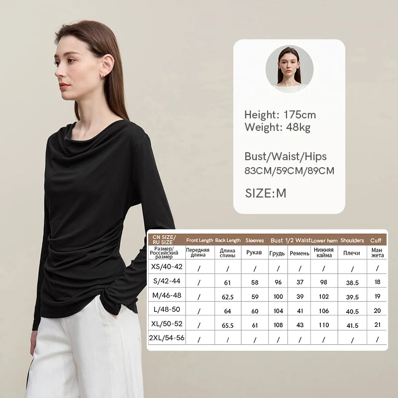 Amii Long Sleeve T-Shirt  Autumn New Elegant Swing Collar 2026 Women's Tee Shirt Casual Versatile Solid Color Knit Tops 12641022