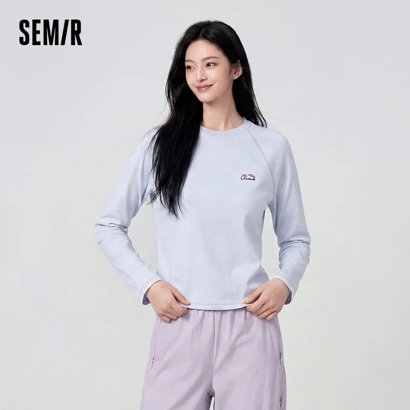 អាវយឺតដៃវែង Semir សម្រាប់នារី ស្លីម ស្រូបសំណើម ស្ងួតលឿន សម្រាប់កីឡាក្រៅផ្ទះ រដូវស្លឹកឈើជ្រុះ អាវក្រៅផ្ទះ សម្រាប់ស្លៀកតាមផ្លូវ ឆ្នាំ២០២៦