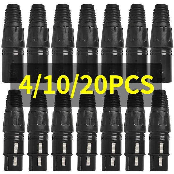 អាដាប់ទ័រ XLR ប្រុសទៅស្រី 3-Pin ចំនួន 4/10/20 ដុំ - ឌុយអូឌីយ៉ូមានតុល្យភាពសម្រាប់មីក្រូហ្វូនឧបករណ៍បំពងសម្លេង